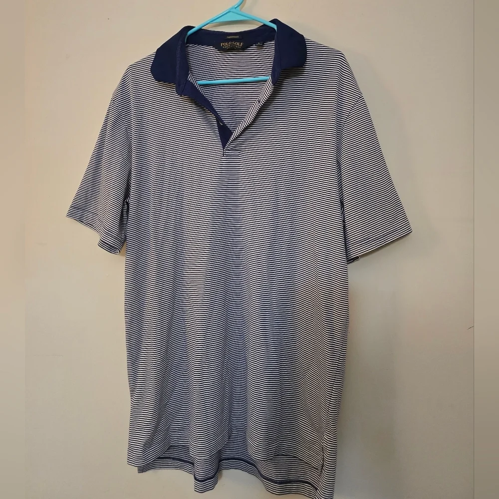 Polo Ralph Lauren Navy & White Striped Performance Golf Polo